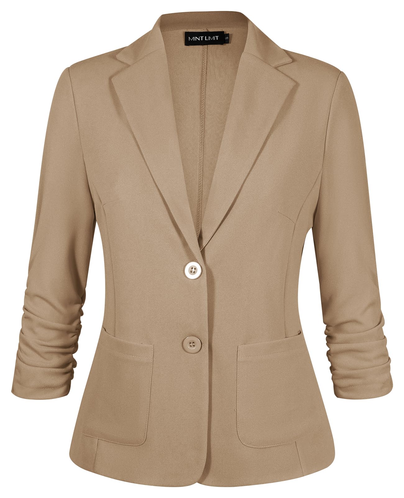 MINTLIMIT Womens Casual Blazer Open Front Business Suit Jacket 3 4 Sleeve Button Work Office Blazer Lightweight