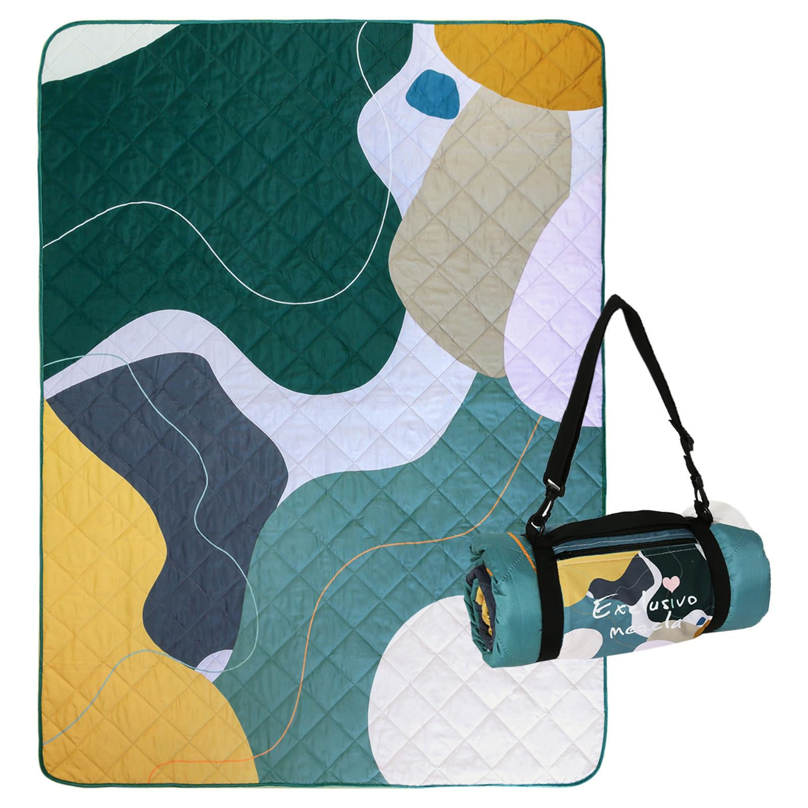 Exclusivo Mezcla Waterproof Picnic Blanket 60x80 Inches Large Multicolor Floral Polyester Sandproof Modern Camping Blanket