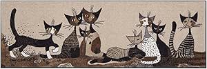 Salonloewe Rosina Wachtmeister Fußmatte Serafino & Friends 60×180 cm Katzen bunt Läufer Wohn-Teppich waschbar