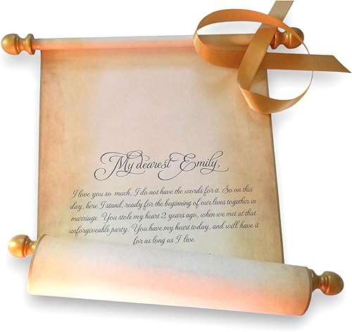 Personal message scroll on aged look parchment, 8x20" paper, custom handmade in USA