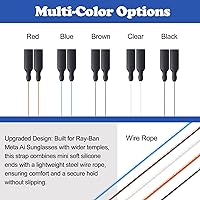 Vista 2 de Correa de lentes de sol para lentes Meta RayBan, patillas gruesas, correas para gafas, cordones para hombres, mujeres y niños, soportes para gafas