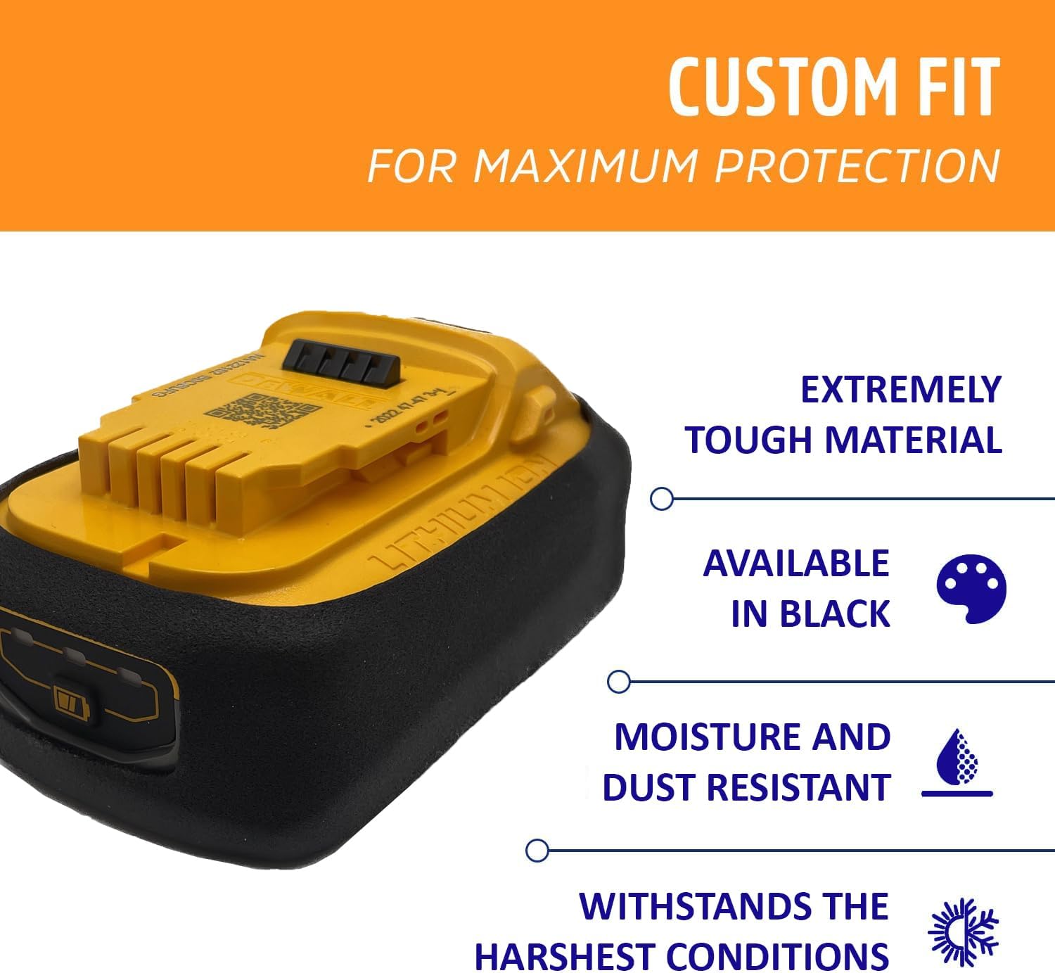 Protoco JB-92 Black Protective Cover Compatible With Dewalt Power Stack DCBP520 Battery