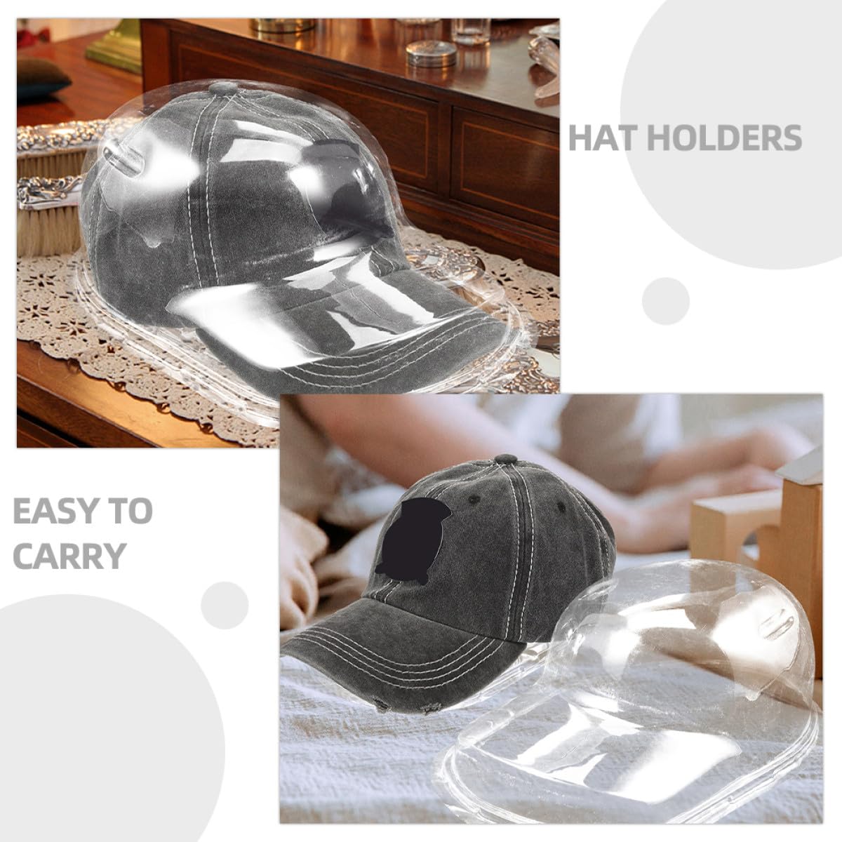 Organizador de Sombreros de Pp 6 Piezas Caja Colgante | Gorras de Visera Curva y Béisbol, Diseño Antideformación, Uso en Hogares y Expositores