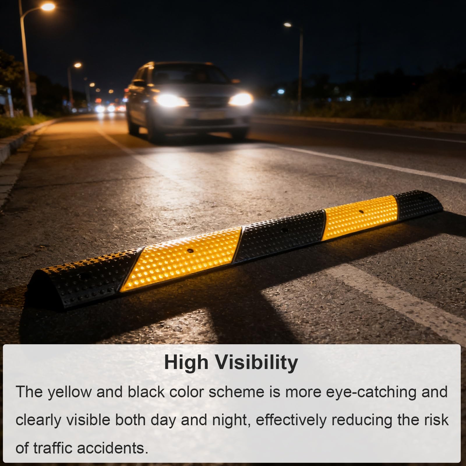 100cm Reductor de Velocidad Vial, Reductor Velocidad Coche de Goma, Badenes para Garaje, Alta Visibilidad, Antideslizantes, para Garajes, Caminos Grava, Asfalto y Hormigón