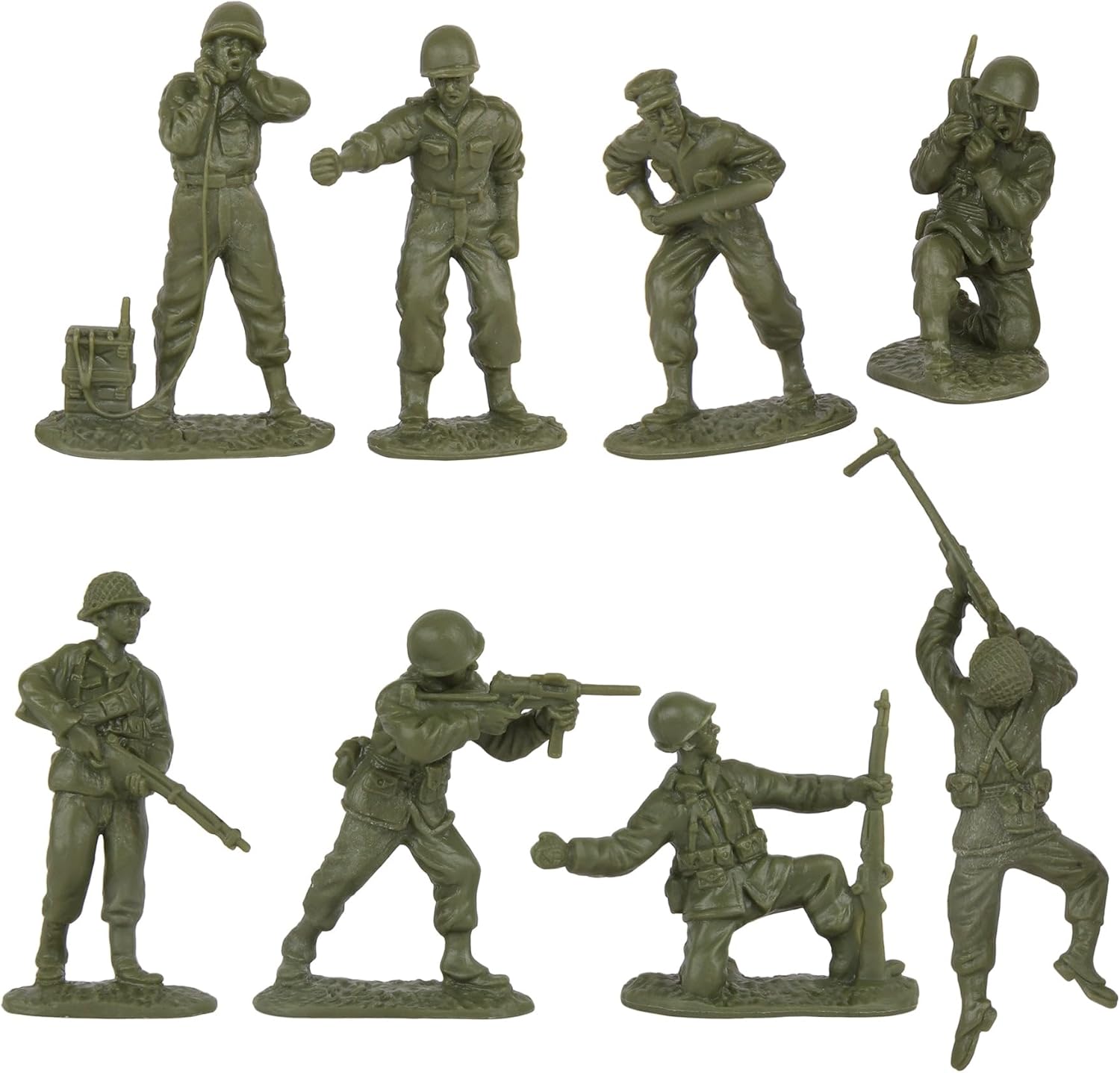 BMC CTS WW2 US Infantry Plastic Army Men - 33pc OD Green 1:32 Soldier Figures