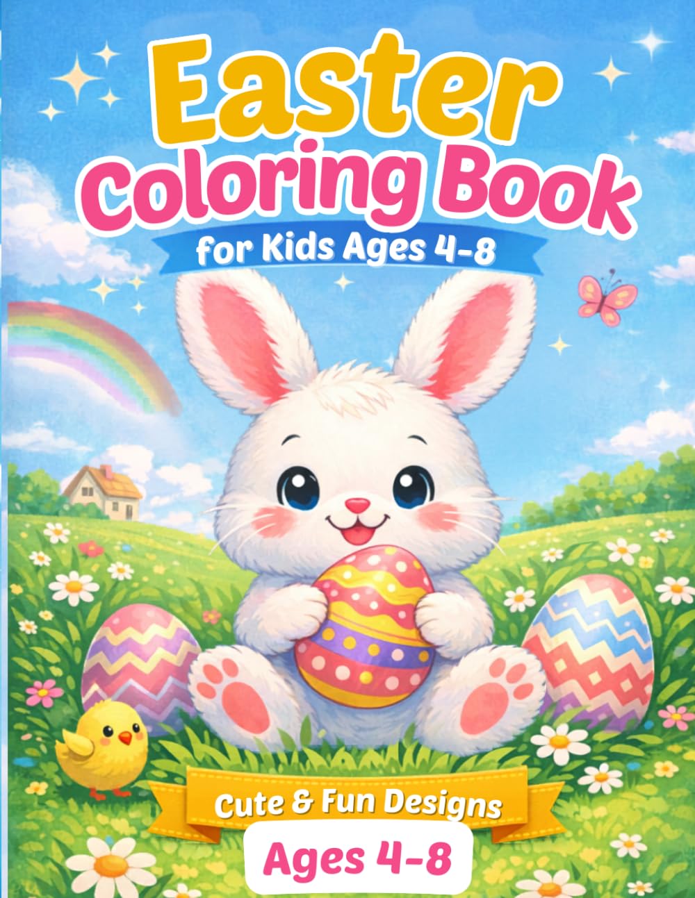 Easter Coloring Book for kids Ages 4-8: Cute Bunnies, Chicks & Easter Eggs, Fun and Easy Coloring Pages