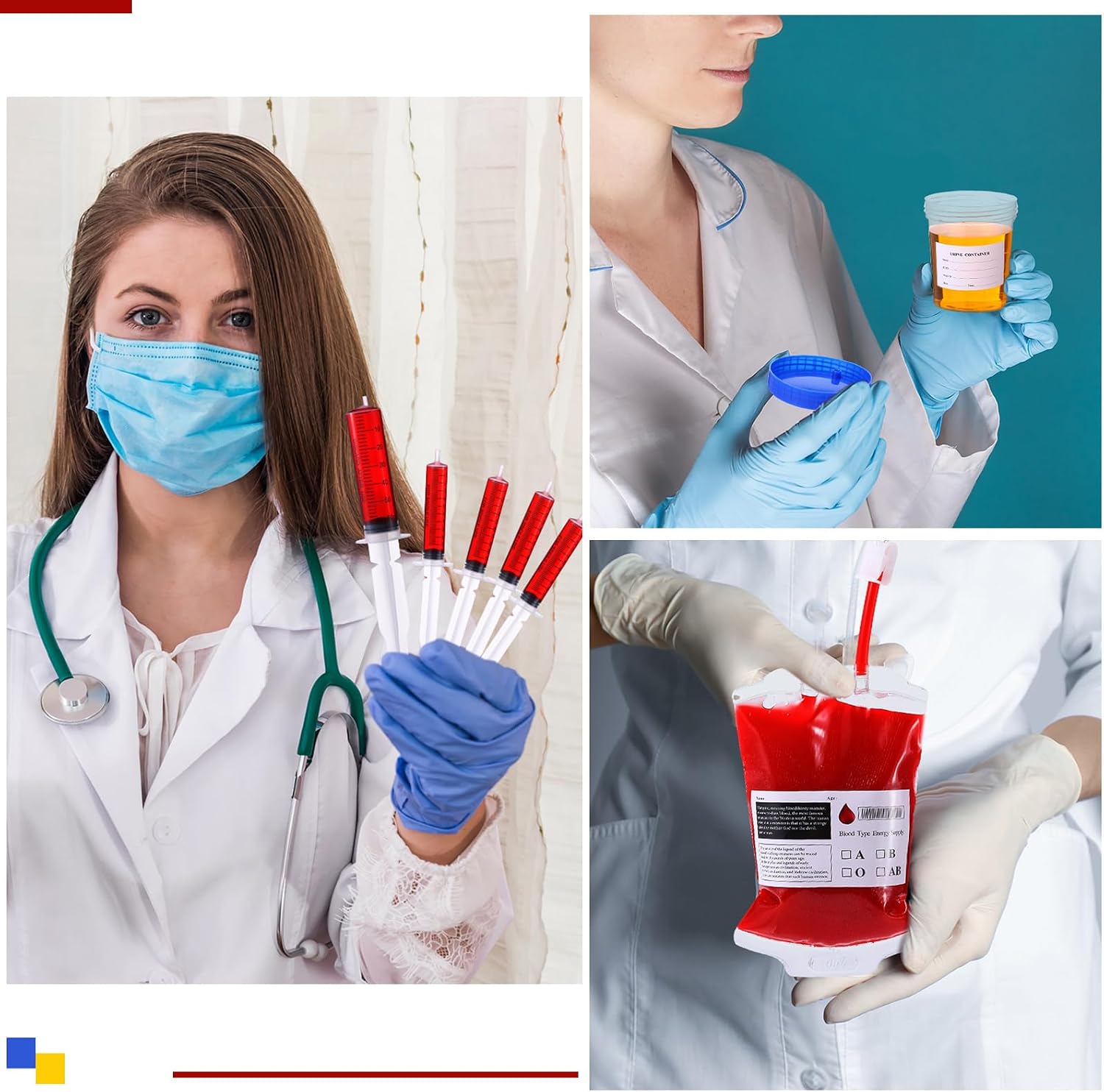 101 Pcs Nursing Graduation Party Supplies Set Iv Blood Bags Urine Cups Plastic Syringe Medicine Bottles with Caps for Nurse Doctors' Day Congrats Grad Party Decorations Serve 25