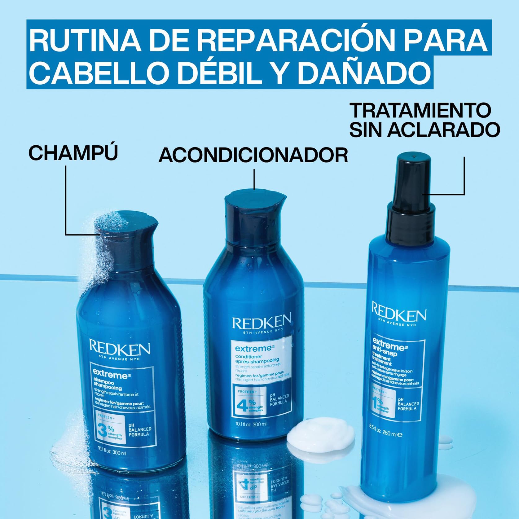 Redken, Acondicionador Reparador con Proteínas para Cabello Dañado, Extreme