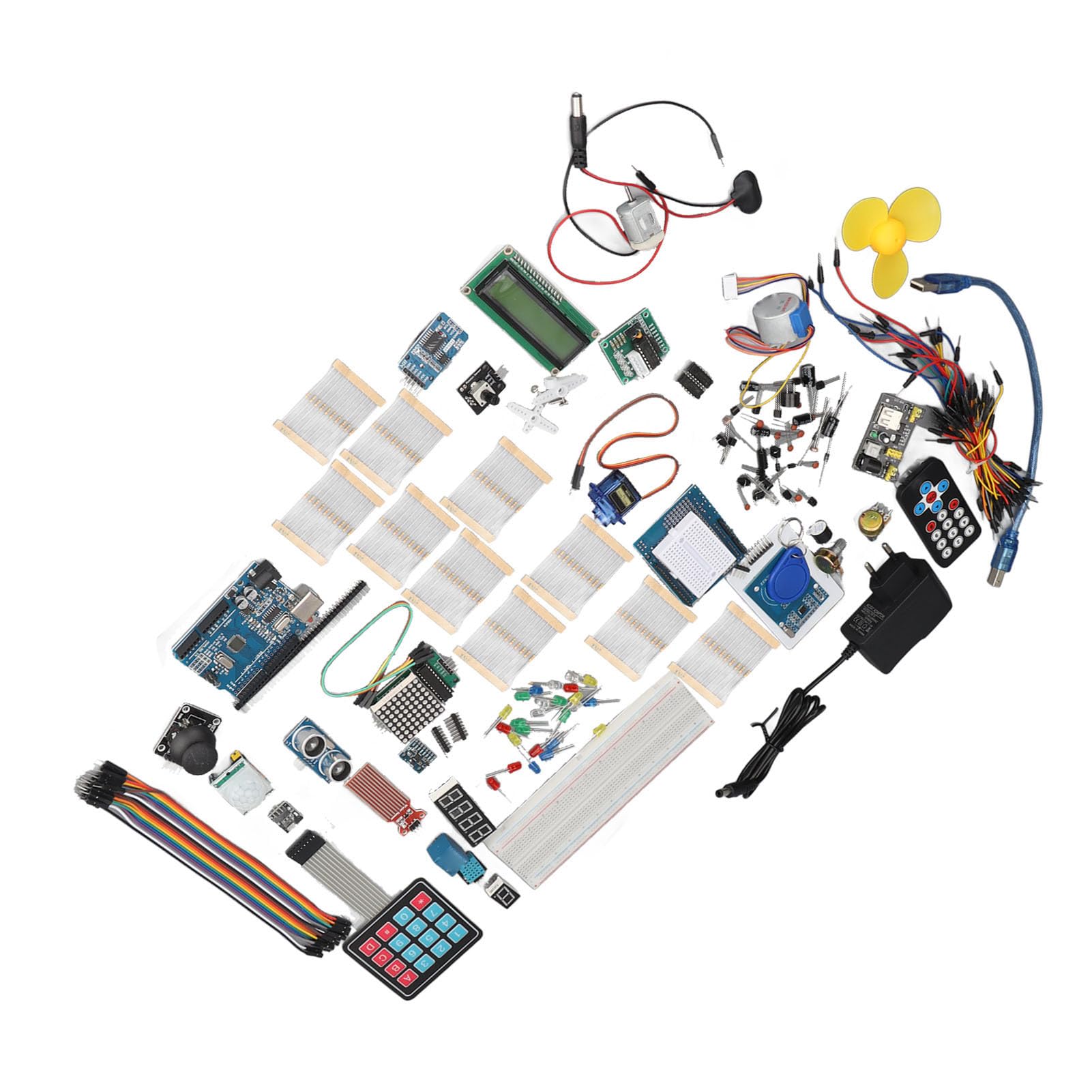 Hyuduo Kit de Componentes Electrónicos Kit de Inicio de Electrónica de Plástico ABS con Placa de Pruebas Juego de Sensores de Resistencia de Condensador LED Colorido para Proyectos de Aprendizaje para