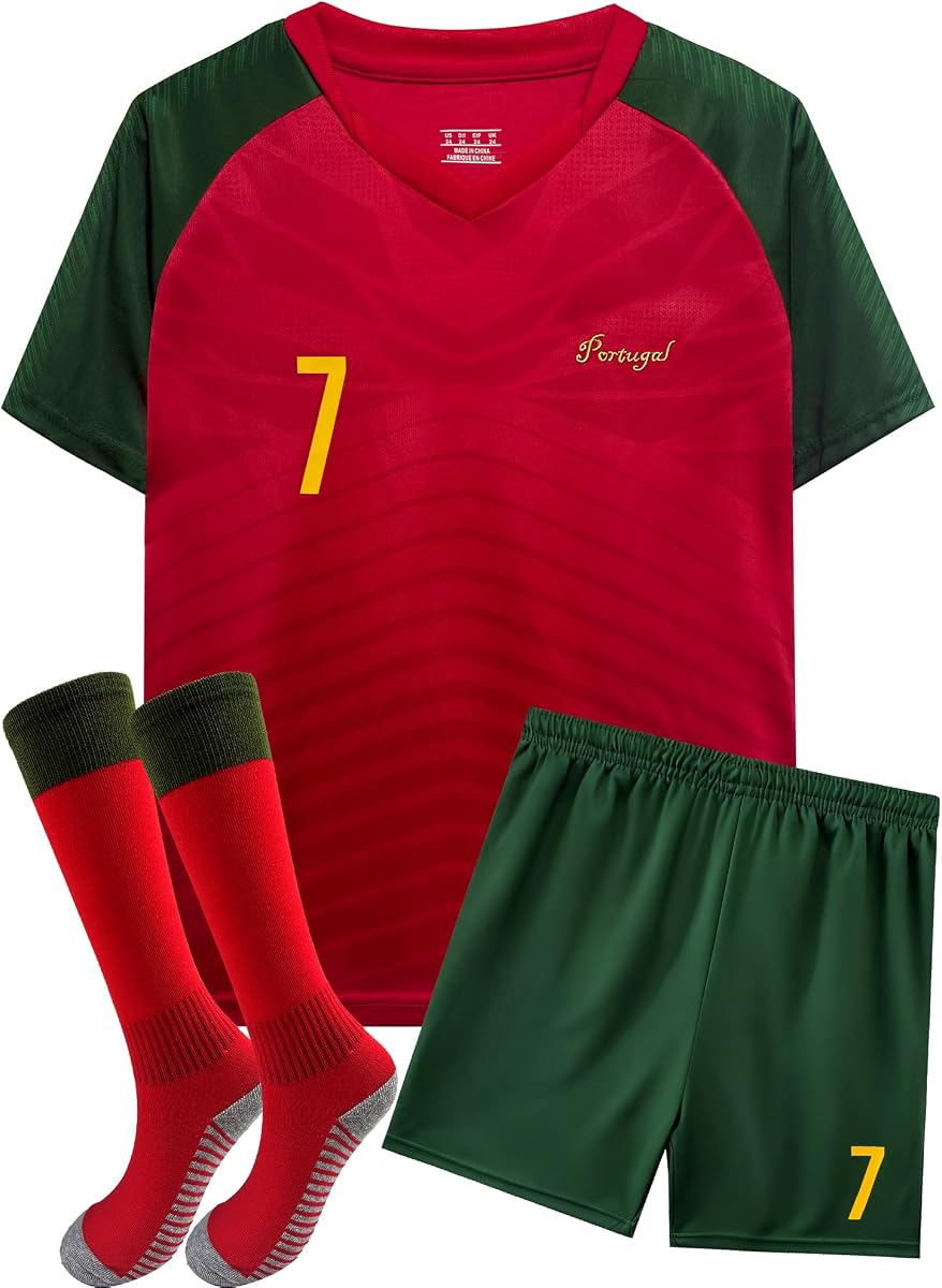 Kids Soccer Jersey Uniform Shorts & Socks for Boys and Girls Unisex Youth