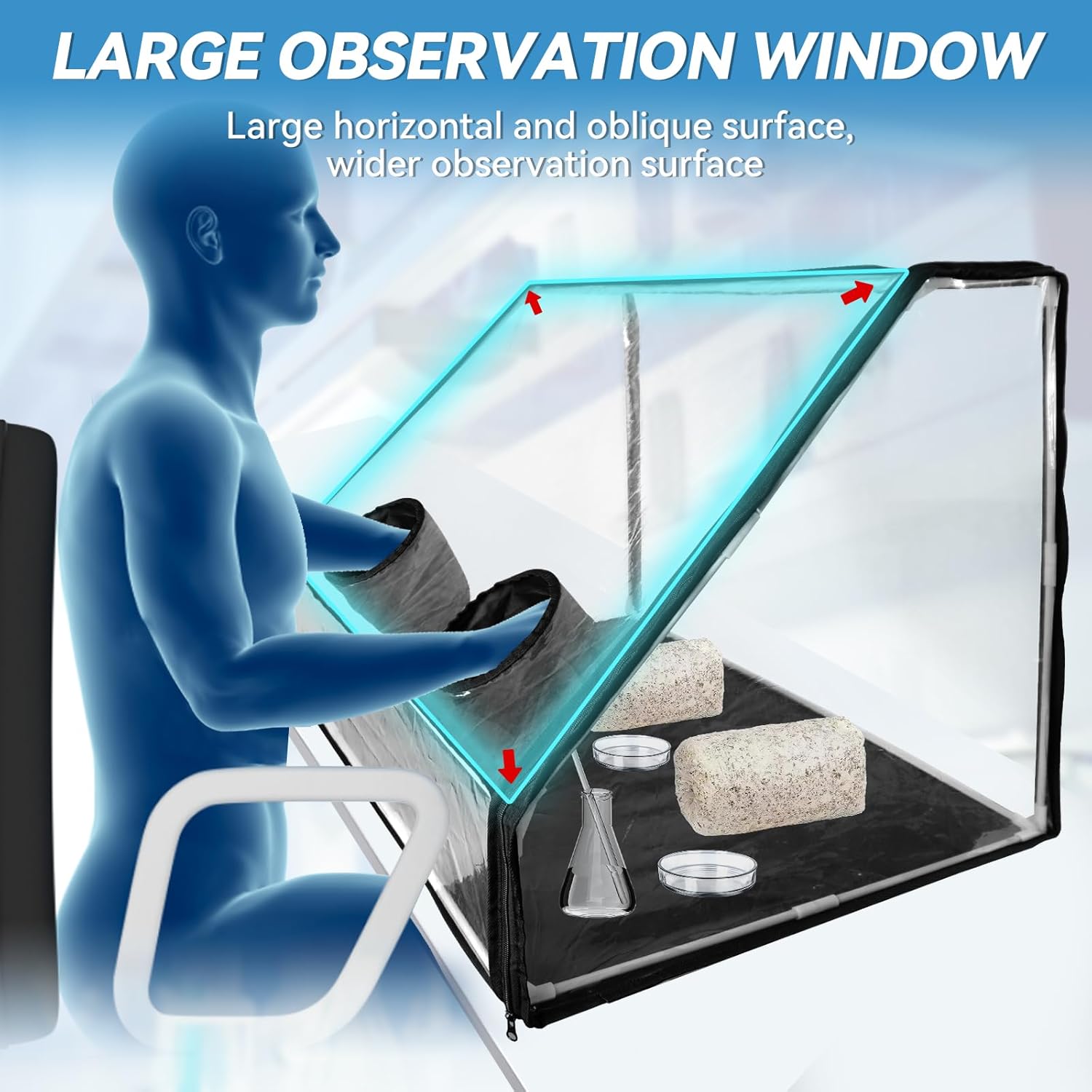 Still Air Box- 29.5x19.7x19.7 Inch Mushroom Grow Tent,Still Air Box Mycology with Tilted Surface for Wider Observation,Suitable for Small Spaces,Small-Scale Growers and Casual Home Projects - Image 6