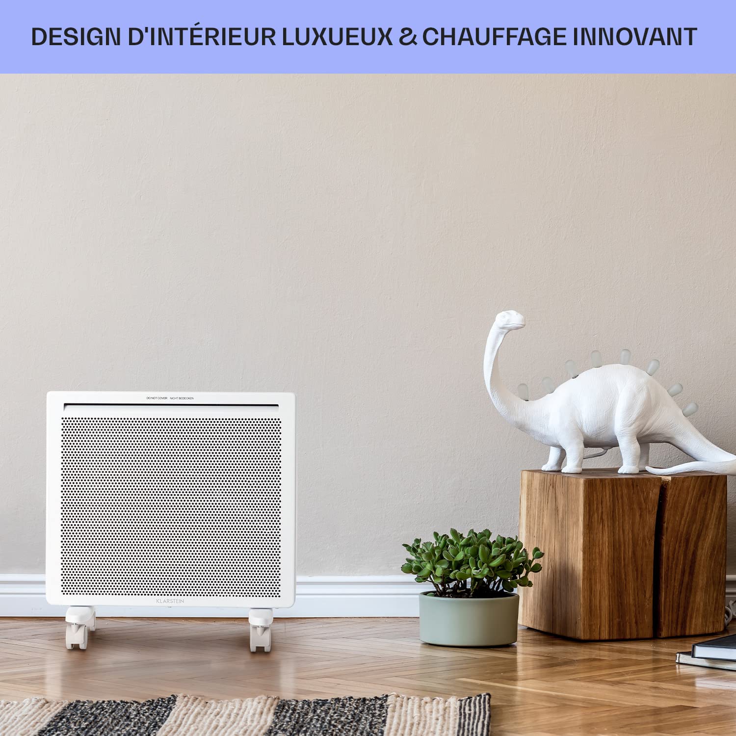 KLARSTEIN Hot Spot Slimcurve Double radiateur 2 en 1 - convection et infrarouge, protection anti surchauffe, minuterie hebdomadaire, pose murale ou sur pied, 2 pieds à roulettes, tôle, 1000 W, blanc