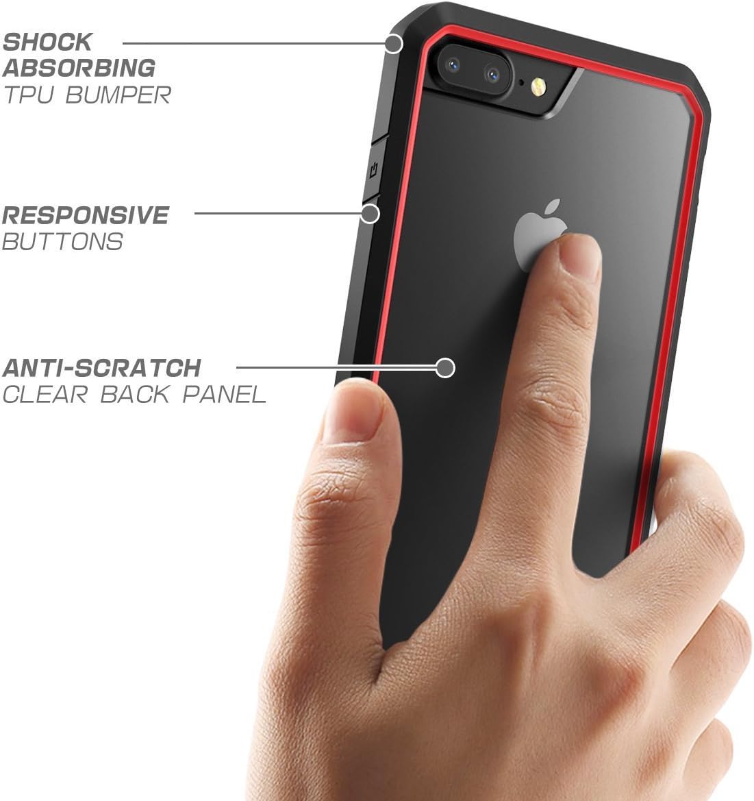 SUPCASE Unicorn Beetle Series Case Designed for iPhone 8 Plus, Premium Hybrid Protective Clear Case for Apple iPhone 7 Plus 2016 / iPhone 8 Plus 2017 Release (Red)