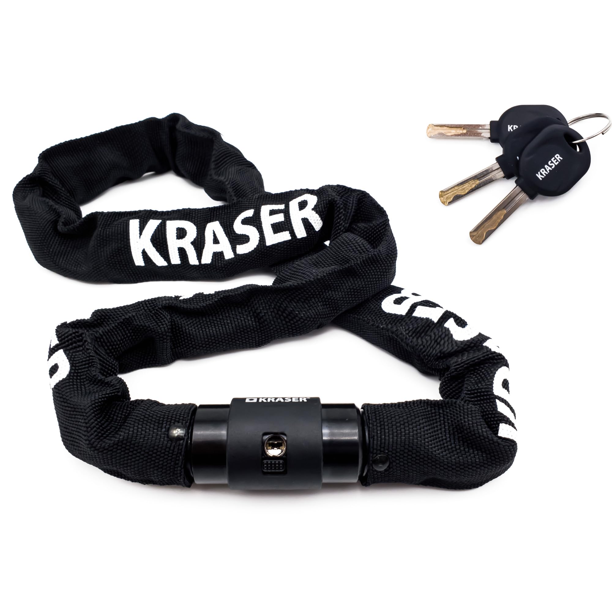 KRASER KR620 Kłódka Łańcuchowa z wodoodporną nasadką, Zamek łańcuchowy 6mm, łańcuch z obrotem 360 stopni, 100cm