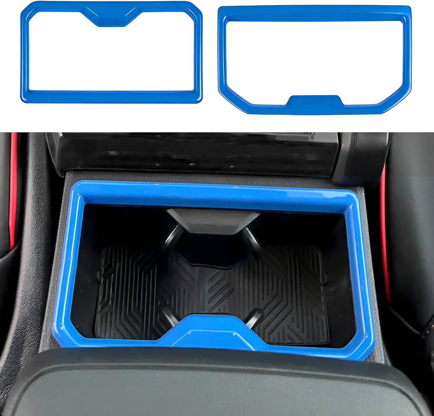 ABS Front Rear C u p Holder Frame Cover for Toyota Tacoma 2024 2025 2026 Interior Accessories Center Console Decor Trim (Light Blue, Front & Rear C u p Trim Cover) image 4