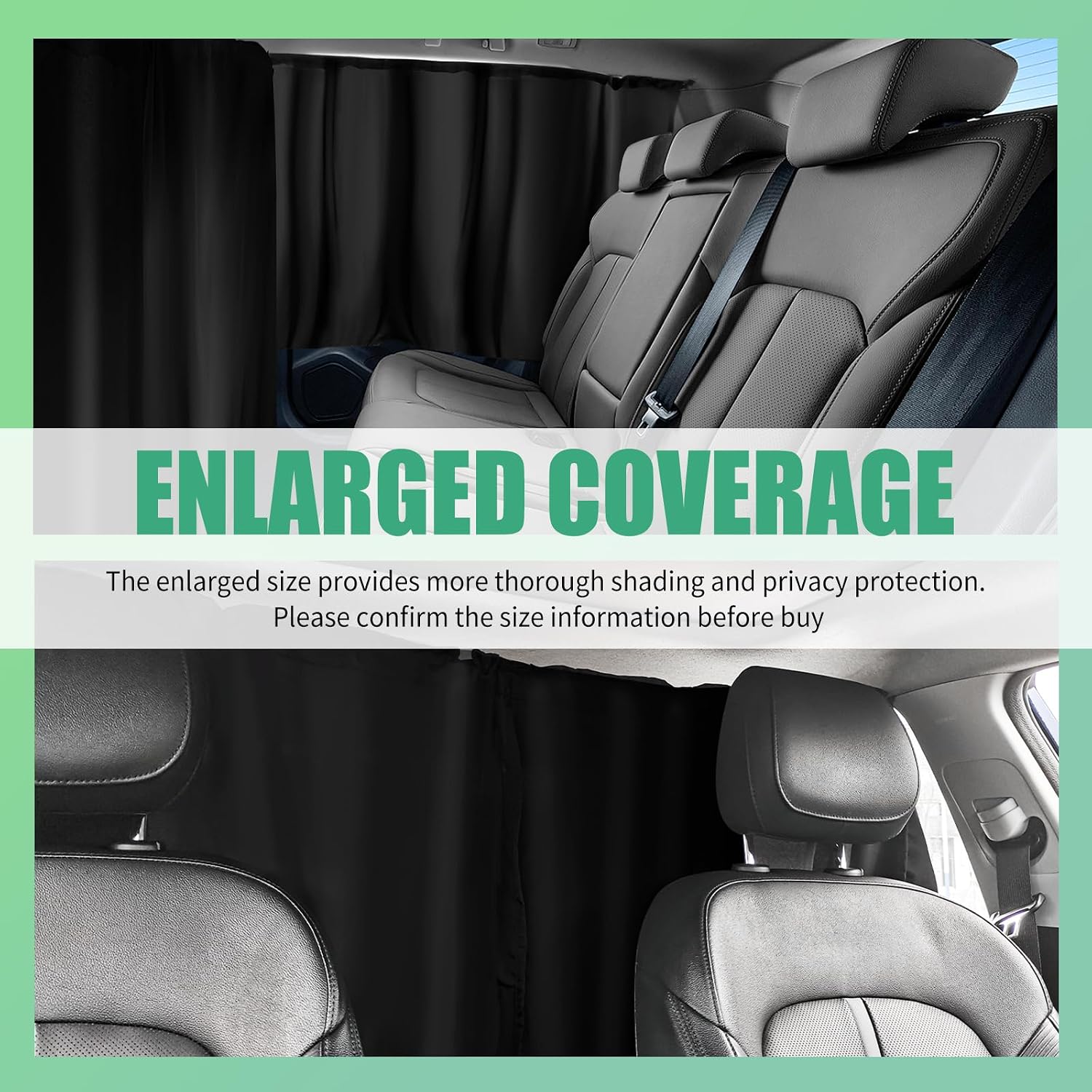 3PCS Extra Large Car Privacy Curtains Kit,Black Coated Car Window Shades Block Sunlight & Protect Privacy,Upgraded Rear/Divider Cars Curtains for Most Sedans SUVs