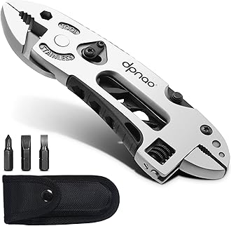 Multitool Wrench adjustable tool/5-in-1 stainless steel multifunctional pocket tool/cross wrench/screwdriver/pliers/portable folding knife with protective cover,outdoor camping,men's Christmas gift