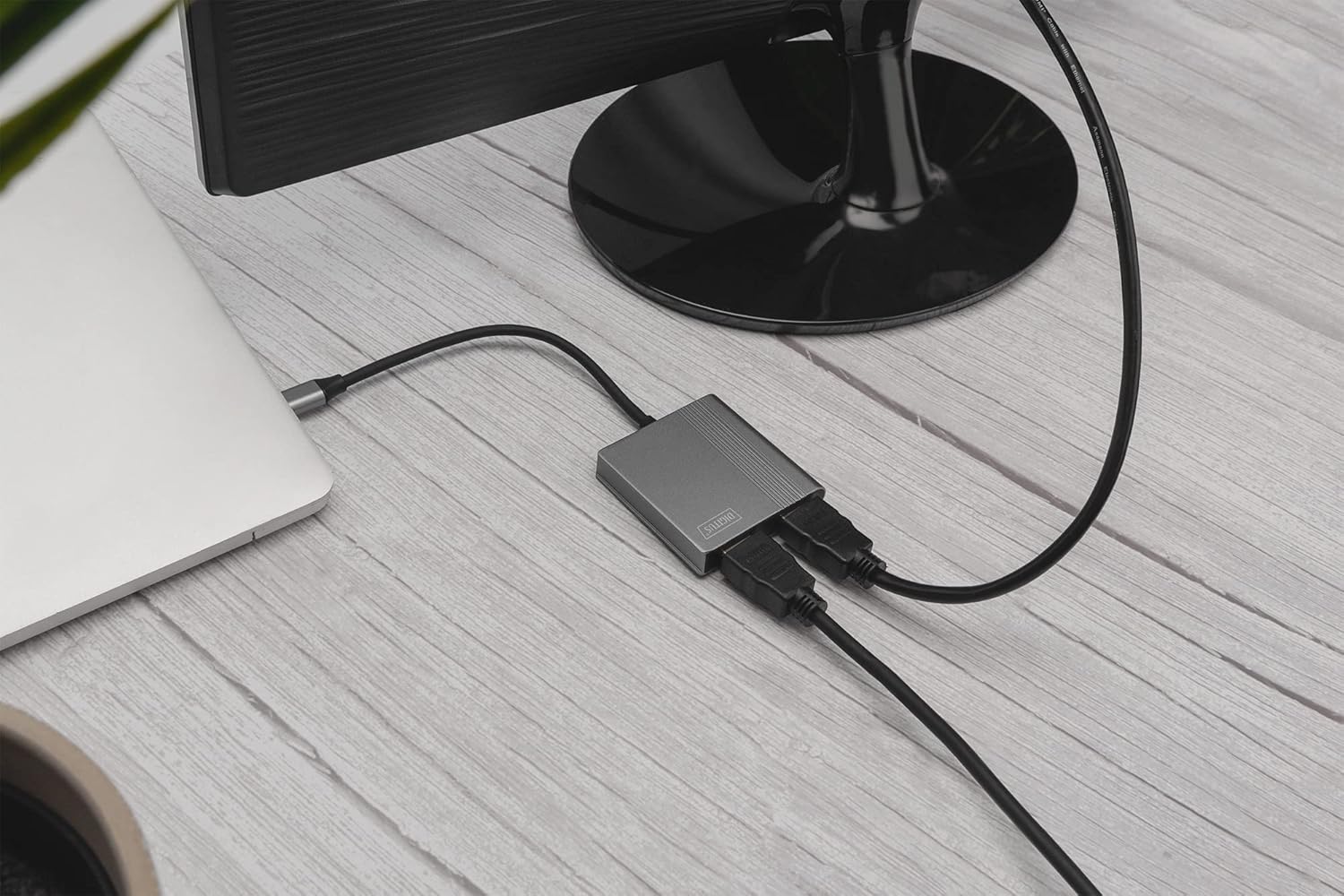 Digitus USB-C - 2 x HDMI Adapter, 18 cm 4K/30Hz, Silver, Aluminium housing