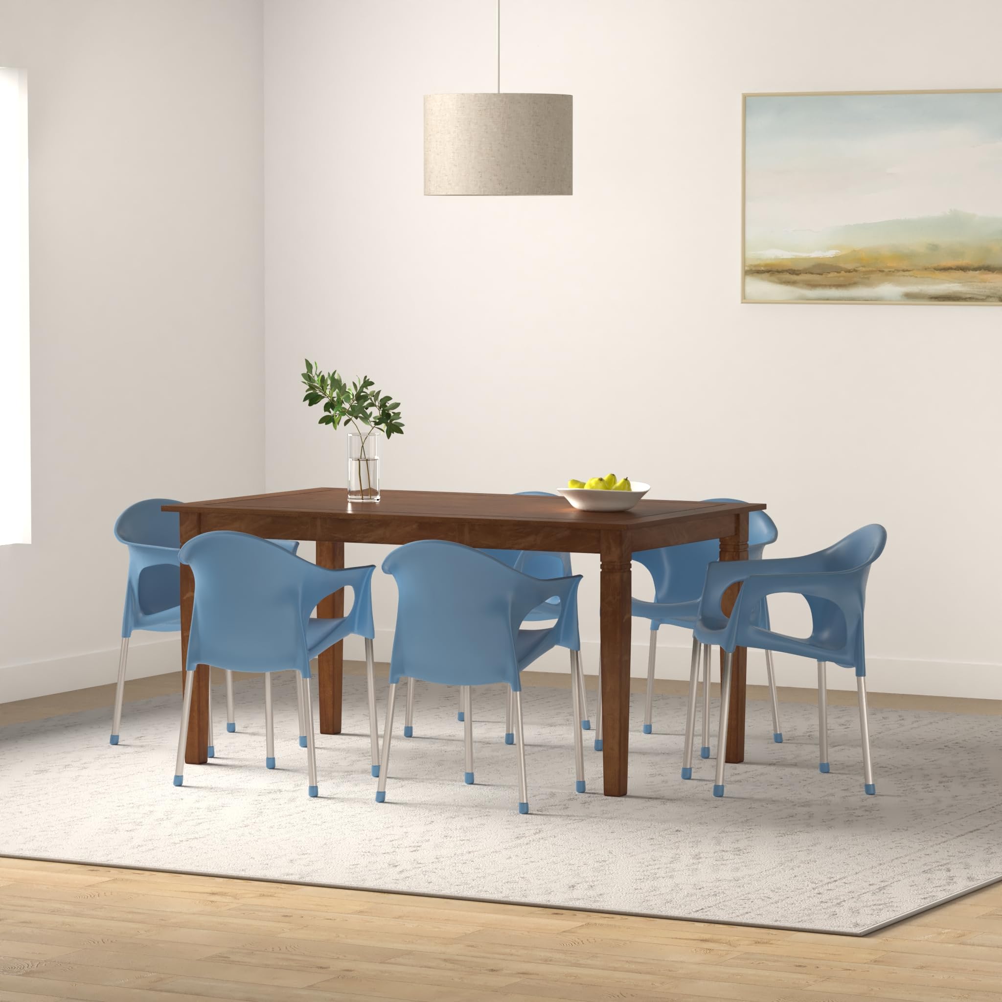Cello Metallo Cafeteria Set of 4 Chairs (Blue) - Image 2 thumbnail