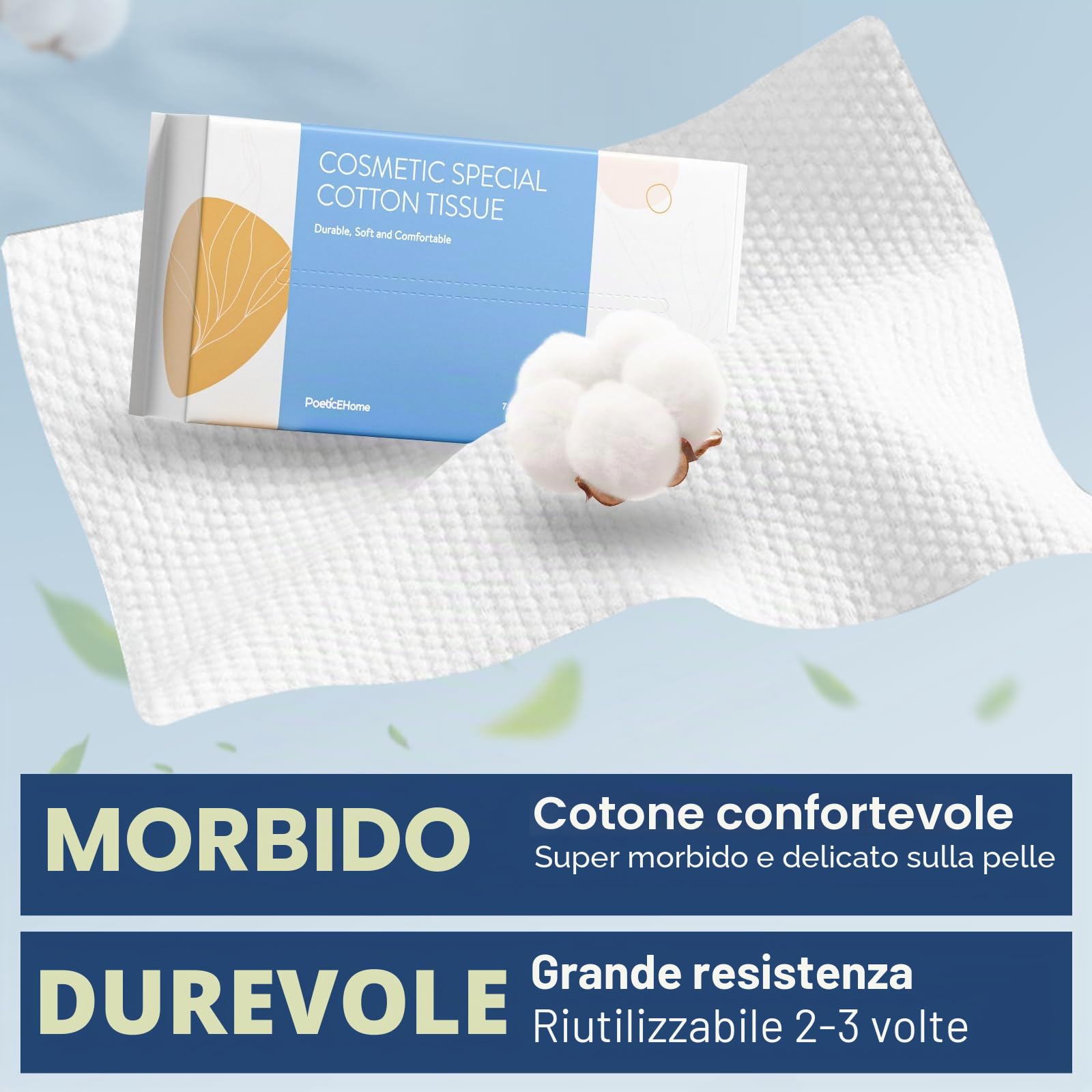 PoeticEHome Asciugamani Viso Monouso 600 Pezzi - Salviette Struccanti Ultra Morbide in Cotone Biodegradabile per Pelli Sensibili