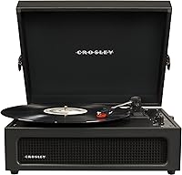 Crosley Voyager CR8017B-BK Portable Bluetooth Turntable with Built-in Speakers, 3-Speed Vinyl Record Player, Black