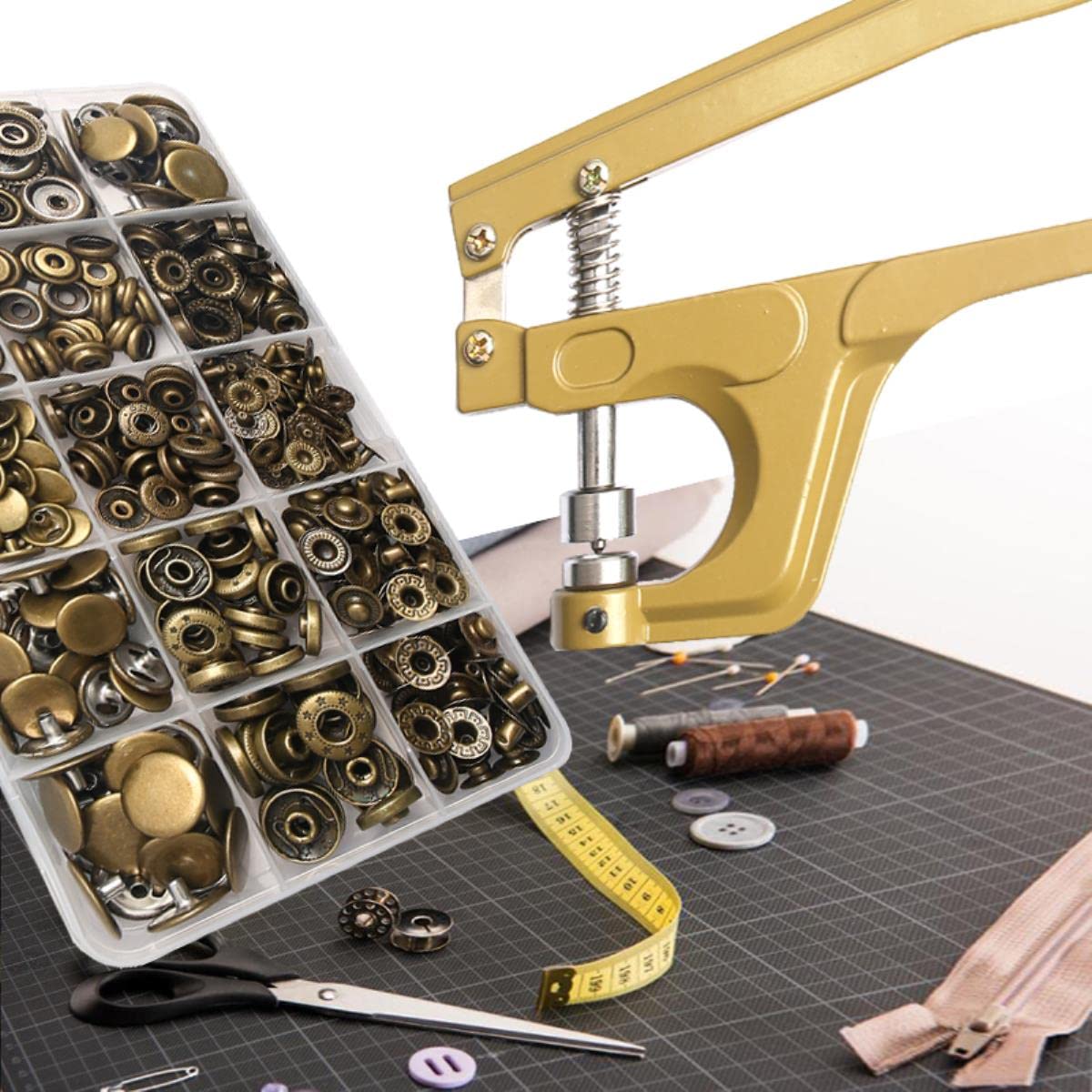Kits de botones de sujetadores a presión de Metal, alicates de instalación a presión, accesorios de costura para ropa, chaqueta, alicates artesanales B
