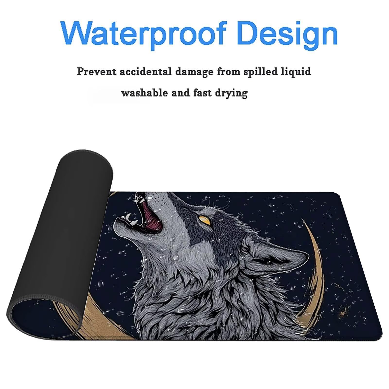 Tappetino Mouse Gaming, 1200x600mm Tappetino Mouse XXL nero 0c0-330 | Mouse Pad Grande, Ottimizzato per i Sensori da Gioco, Migliora Precisione e Velocità, per Mac e PC, lupi