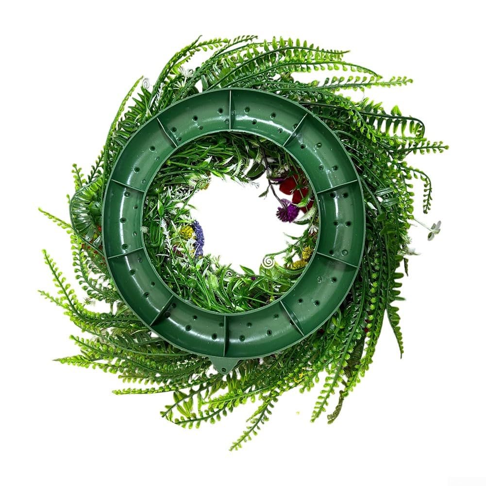 Generisch Ghirlanda per fiori selvatici, 45 cm, in plastica, resistente | Design realistico, mix di fiori selvatici, per interni ed esterni, diametro 45 cm, materiale resistente alle intemperie (45