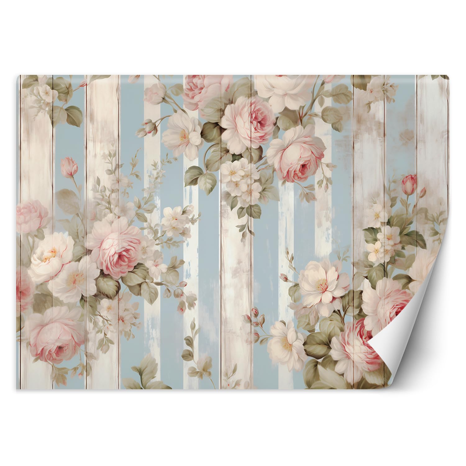 Feeby Carta Da Parati Shabby Chic Retrò Vintage 250x175 cm rosa XXL Decorazione Fotomurali Tessuto Non Tessuto Soggiorno Camera da letto Moderne Design Fiori