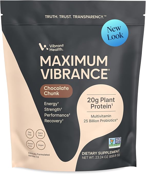Vibrant Health, Maximum Vibrance, Complete Vegan Meal Shake with Plant-Based Protein, Vanilla Bean, 15 Servings
