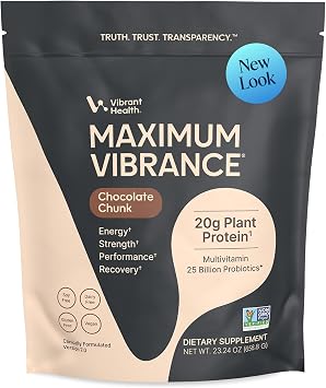 Vibrant Health, Maximum Vibrance, Complete Vegan Meal Shake with Plant-Based Protein, Vanilla Bean, 15 Servings