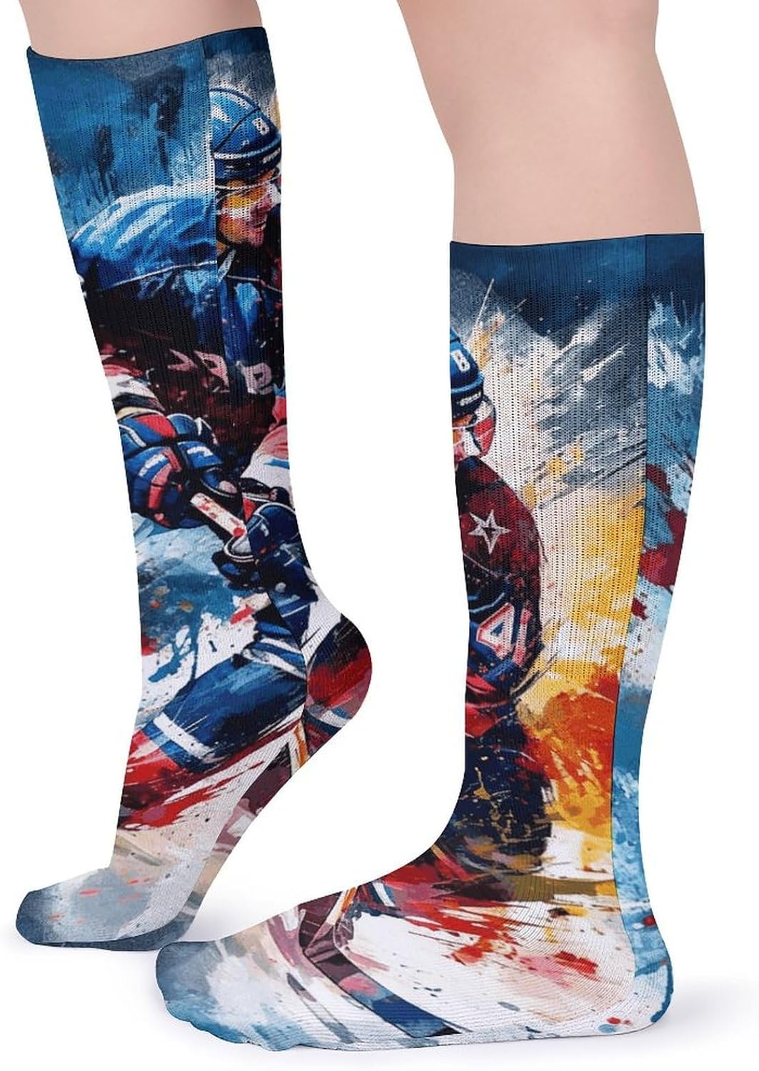 5 Pairs Knee High Socks Ice Hockey Players Long Tube Boot Seamless Toe