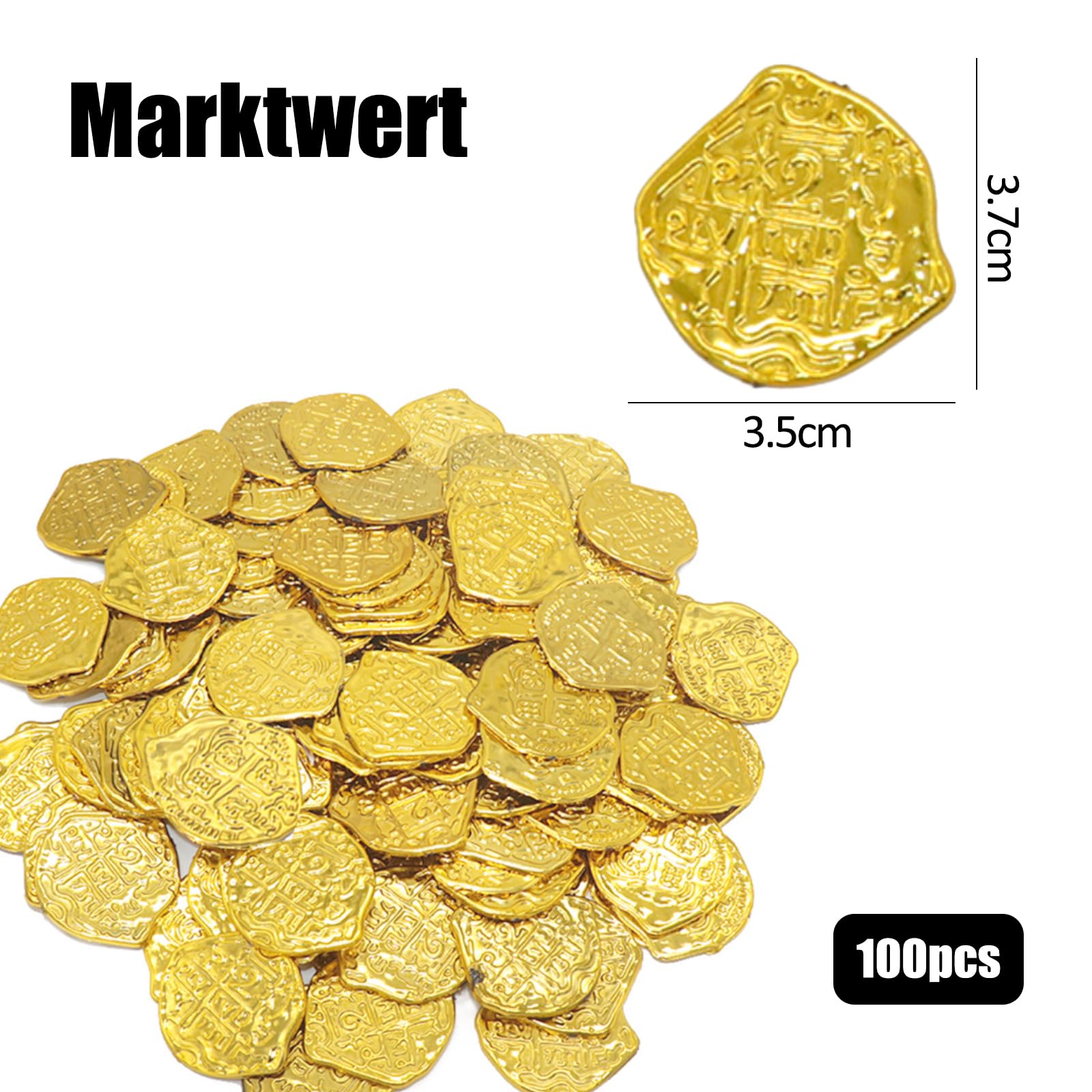 Lot de 100 pièces d'or en plastique - Trésor de pirate - Décoration de fête - Anniversaire d'enfant