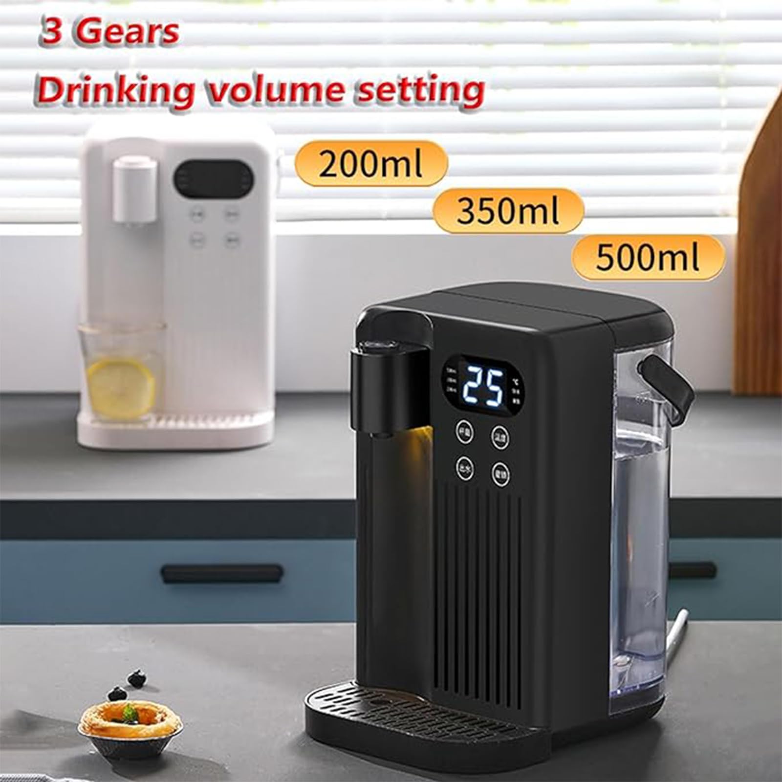 Dispensador instantáneo de agua caliente, pantalla táctil inteligente 3s Calor instantáneo, 12 niveles de temperatura del agua, 3L de gran capacidad para cocinas, dormitorios, vehículos recreativos, s
