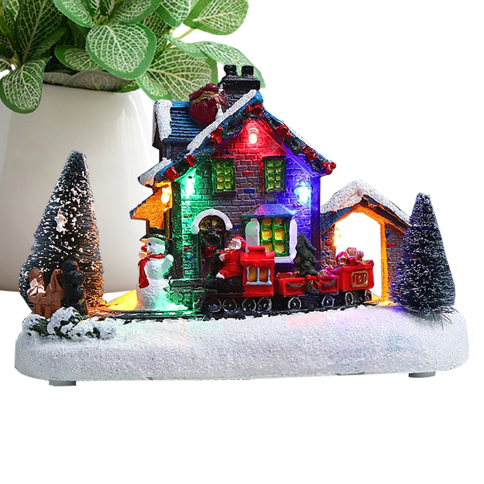 Figurines de train et village de Noël miniature pour illuminer un salon sombre en hiver