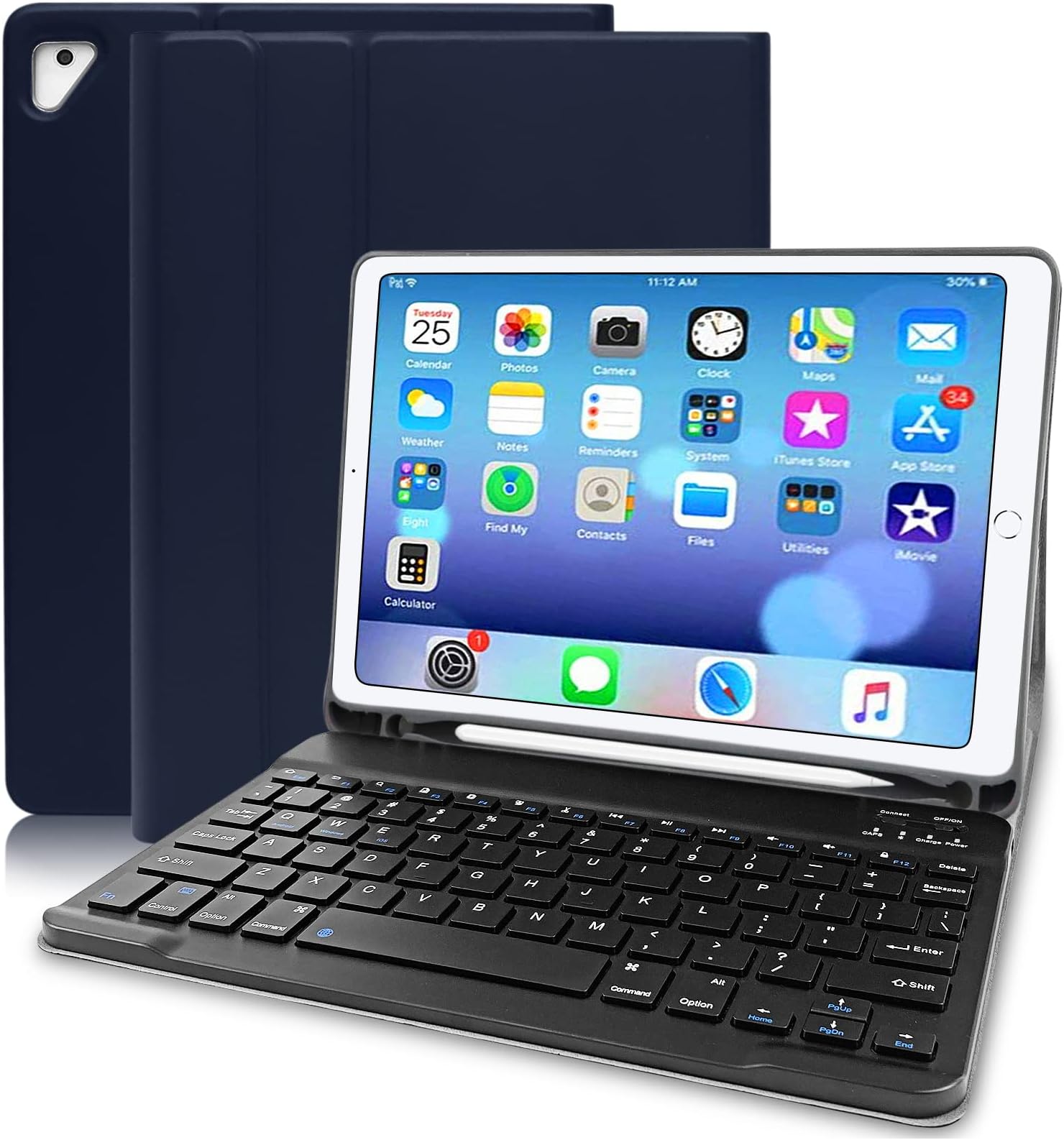 iPad Keyboard Case for iPad 9.7 Inch 2018 (6th Gen)/iPad 9.7 Inch 2017 (5th Gen)/iPad Pro 9.7 Inch/iPad Air 2/iPad Air 1, Ultra-Slim iPad Cover with Magnetically Detachable Wireless Keyboard - Blue