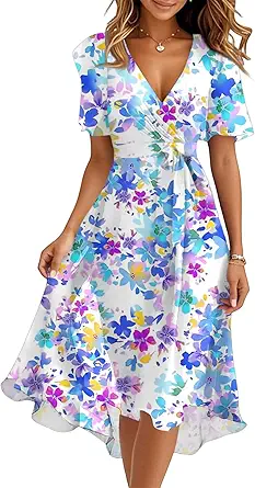 Spring Summer Chiffon Midi Dresses for Women 2025 Elegant Classy Wedding Guest Floral Formal Cocktail Prom Dress