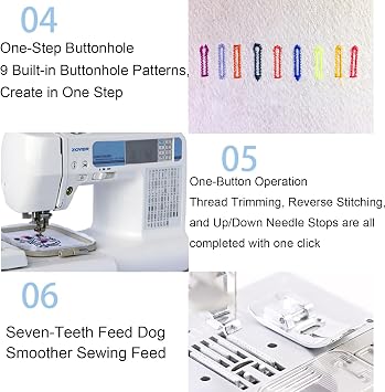 Automatic Sewing Machine with LED Display, 162 Built-in Stitches, Automatic Needle Threader, 850 RPM Speed for Home and Craft Use