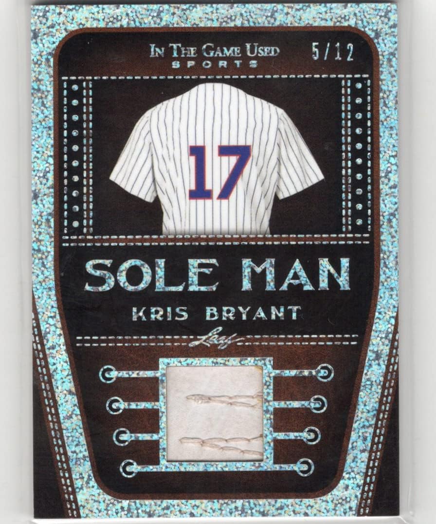 Kris Bryant Serial Numbered #5/12 Purple Spectrum Parallel Sole Man Bronze Game Used Memorabilia Relic Collectible Baseball Card - 2022 Leaf In the Game Used Baseball Card #SM-15 (Cubs)