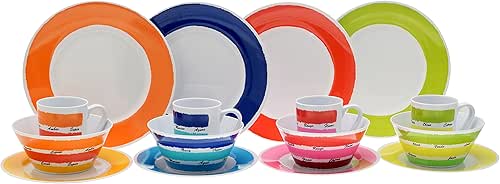 Flamefield CWK0116 Colours 16 Piece Melamine Dinner Set