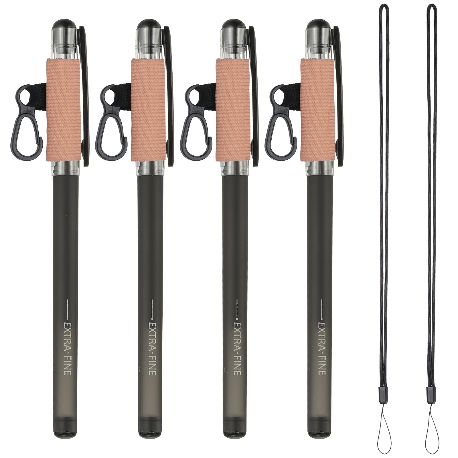 PATIKIL 4Pcs Elastic Pen Holder with 2 Lanyards, Anti Lose Portable Pen Holder for Necklace Carpenters Teachers Construction Workers, Red Brown