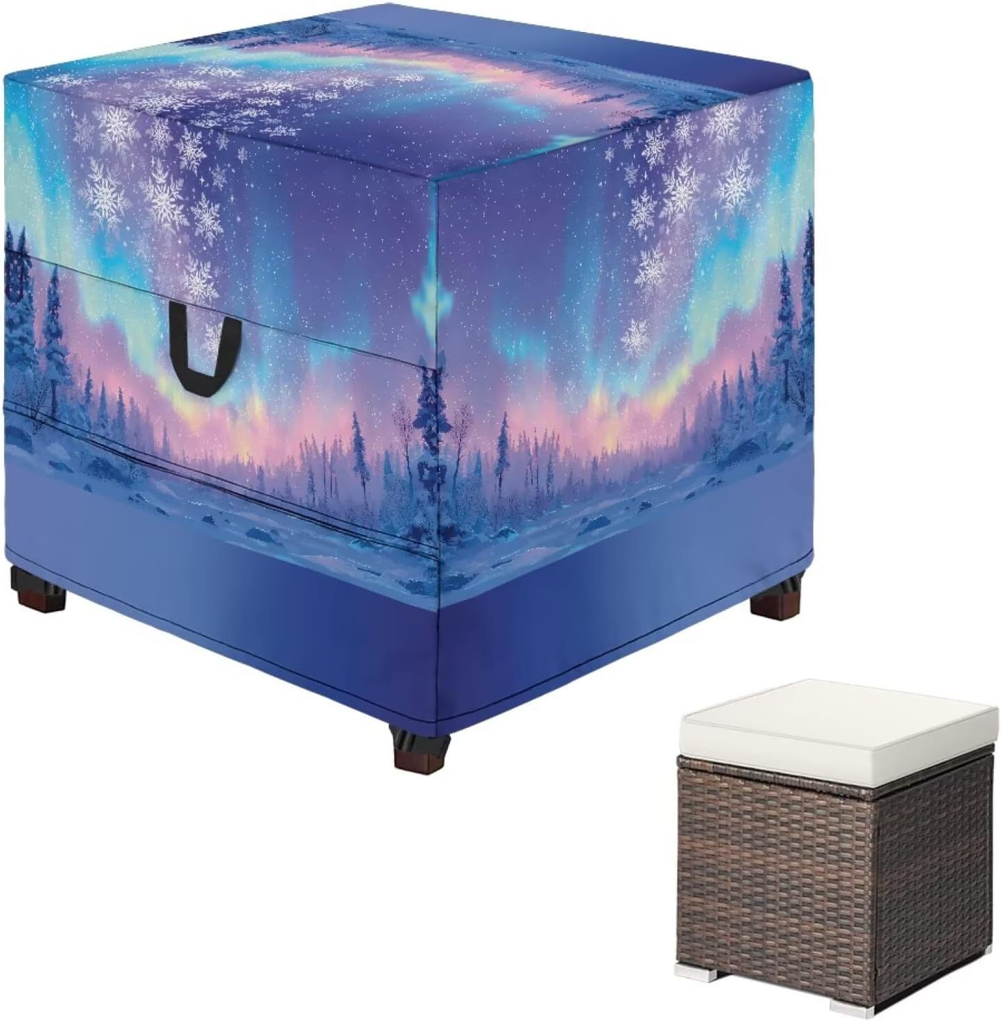 Camo Hunting Patio Ottoman Cover Branch Outdoor Ottoman Covers Waterproof Patio Furniture Covers for All Season Gift for Holiday