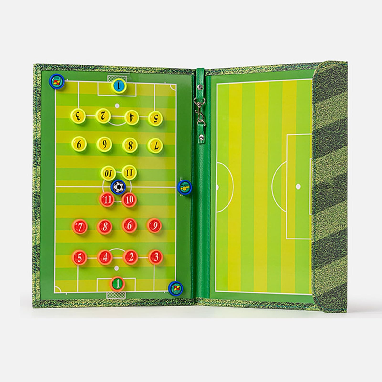 Fußball Taktiktafel, Fussball Taktiktafel, Strapazierfähiges Leder, Doppelseitig mit Linien for das Gesamte und das Halbe Spielfeld, Aufhängen