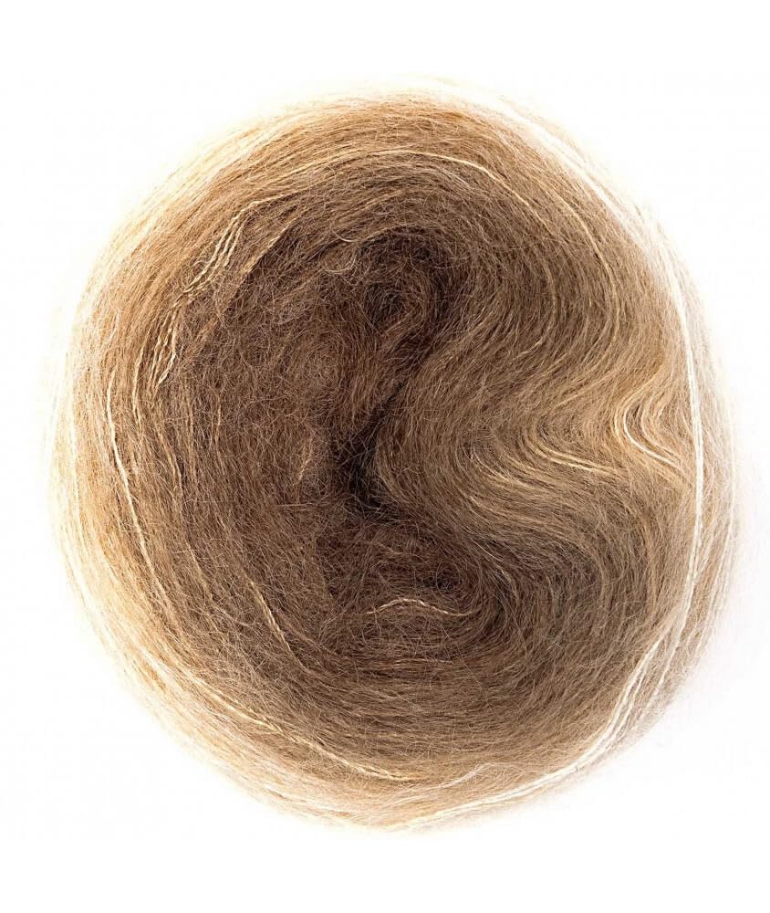 Rico Essentials Super Kid Mohair Loves Silk Colourlove, 100g, Fb. 10 Natur, Regenbogen Lacegarn aus Super Kid Mohair & Seide zum Stricken und H?keln, Lacewolle Nadelst?rke 6 mm