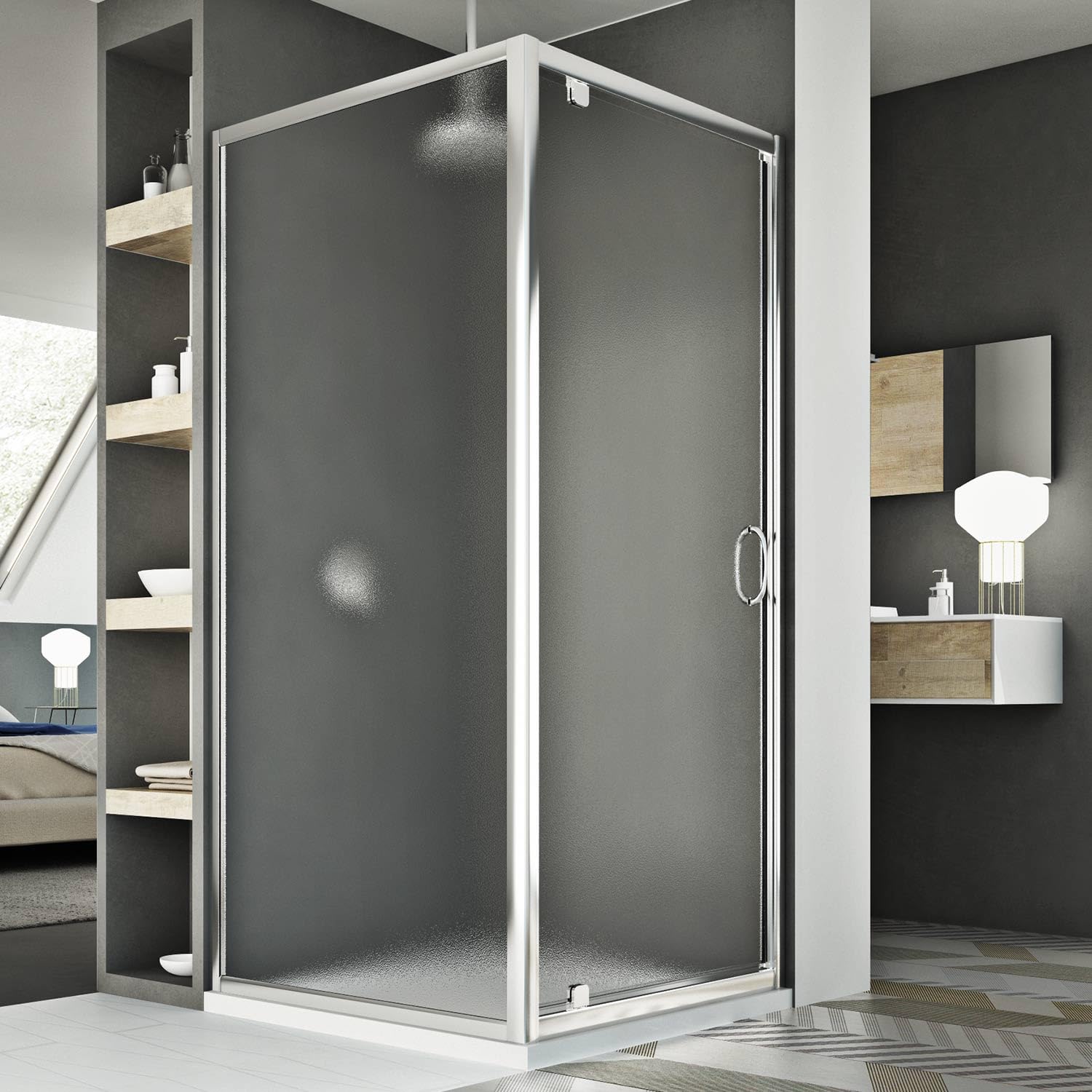 Mampara de Ducha 80x90 AP. 80 CM H185 Impreso mod. Sintesi Duo 1 Hoja
