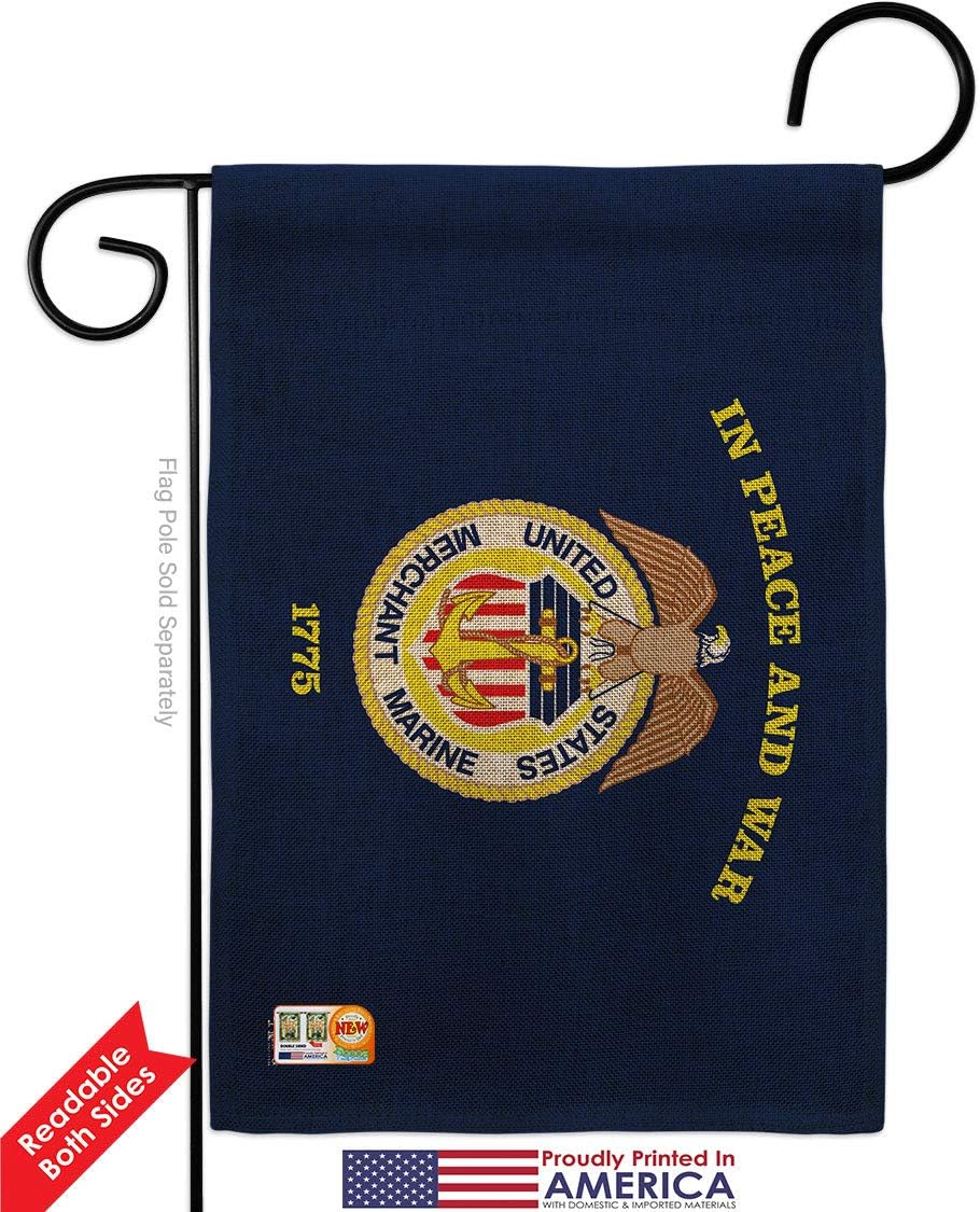 Merchant Marine Burlap Burlap Garden Flag Set Wall Holder Armed Forces Corps USMC Semper Fi United State American Military Veteran Retire Official Small Gift Yard House Banner Double-Sided 13 X 18.5