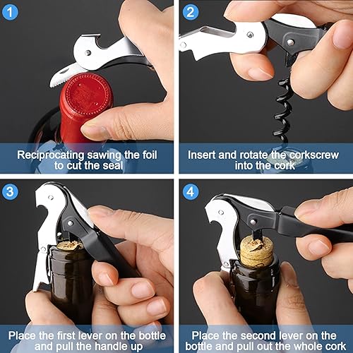 Miniatura 6 de GIFORYA - Abridor de botellas de vino con sacacorchos y caja de regalo, llave de vino para camareros y camareros, servidores, resina marrón