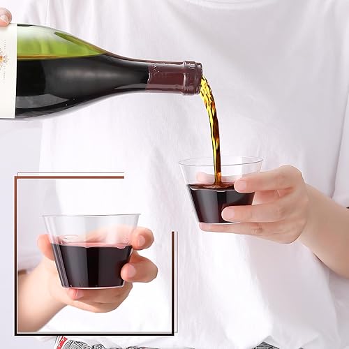 Vista 33 de JOLLY CHEF Vasos de plástico desechables transparentes de 9 onzas, paquete de 100 vasos de plástico transparente, vasos de fiesta resistentes, vasos