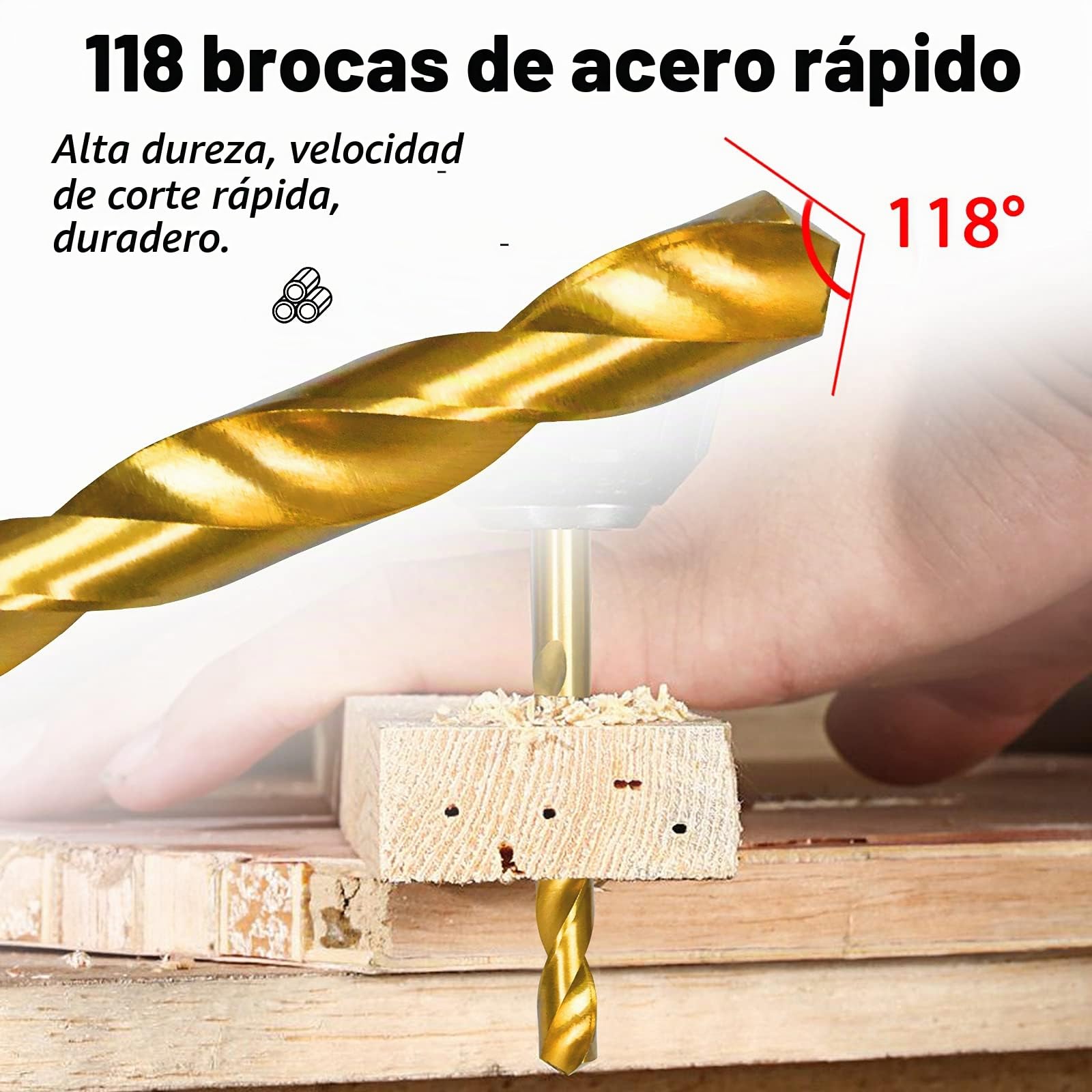 UISEBRT Juego de brocas de metal de 170 piezas – Juego profesional de brocas de titanio, juego de brocas de piedra, metal y plástico DIN 338, HSS Cobalt