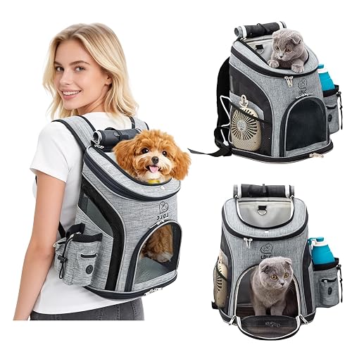 PETCUTE Mochila para Perros Pequeños,Transpirable Bolsa Transportar Gatos con Cinturón de Seguridad…